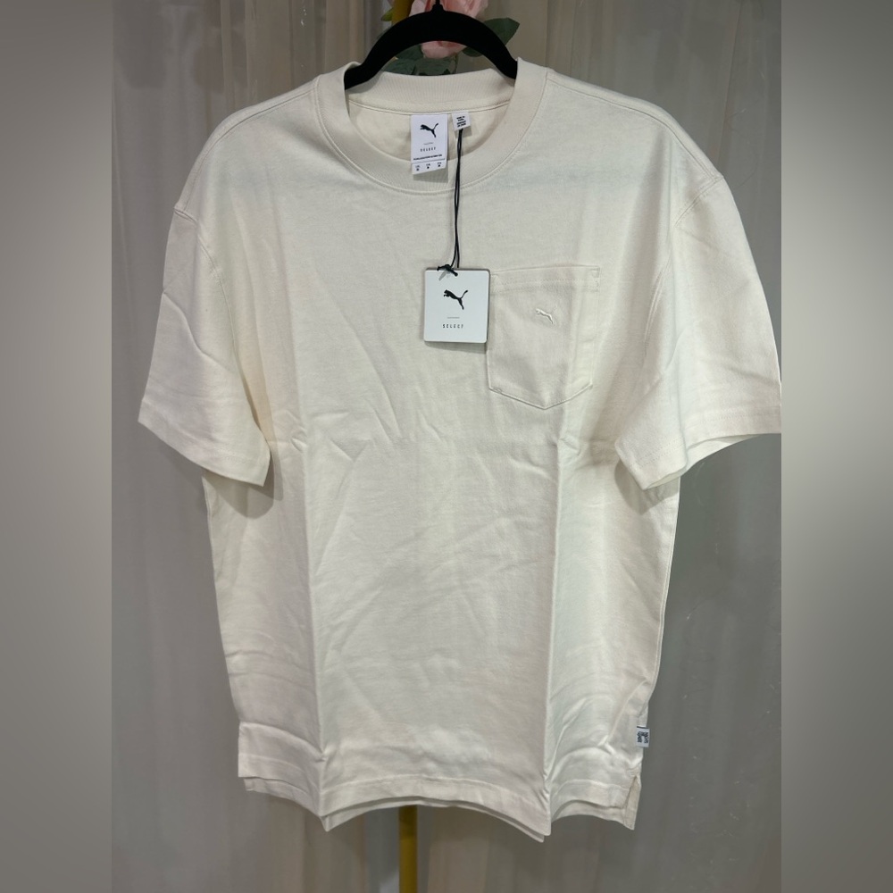 Puma Select Cream Pocket Tee Cotton Logo Shirt NWT Medium
